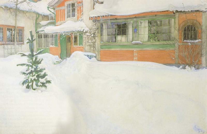 Carl Larsson THe Cottage in the Snow oil painting image